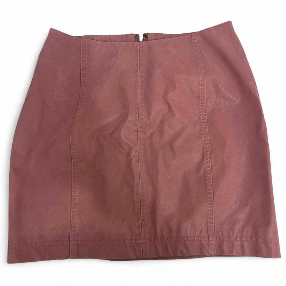 Free People Pressed Flowers Pink Vegan Leather Mini Skirt Size 6